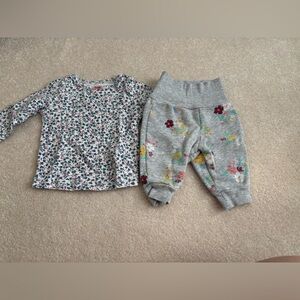 Carter’s Girls' Gray Floral Set - Long Sleeve Top & Cozy Pants